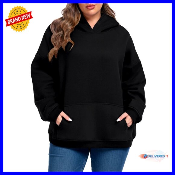 Plus Size Fleece-Lined Oversized Hoodie Winter Sweatshirt Cozy Pullover